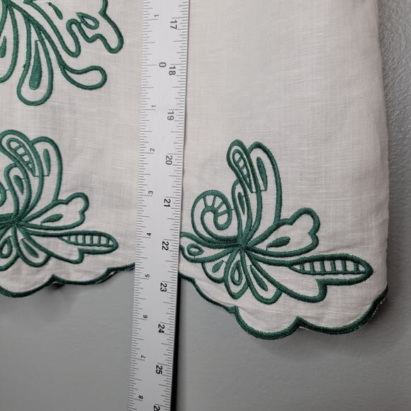 Talbots Linen Cotton Tank Top‎ Women's Size L Petite White Green Summer Coastal - Picture 8 of 9